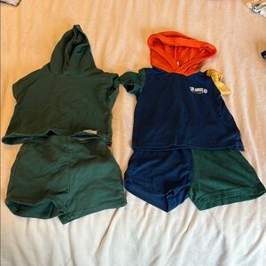 Kids' Green and Multicolor Hoodie Sets
